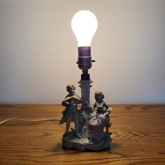 Vintage Carl Schneiders Grafenthal Table Lamp Victorian Style Courting Couple - Picture 12 of 15